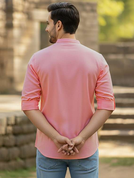 men solid mandarin neck short kurta - 22326332 -  Standard Image - 2