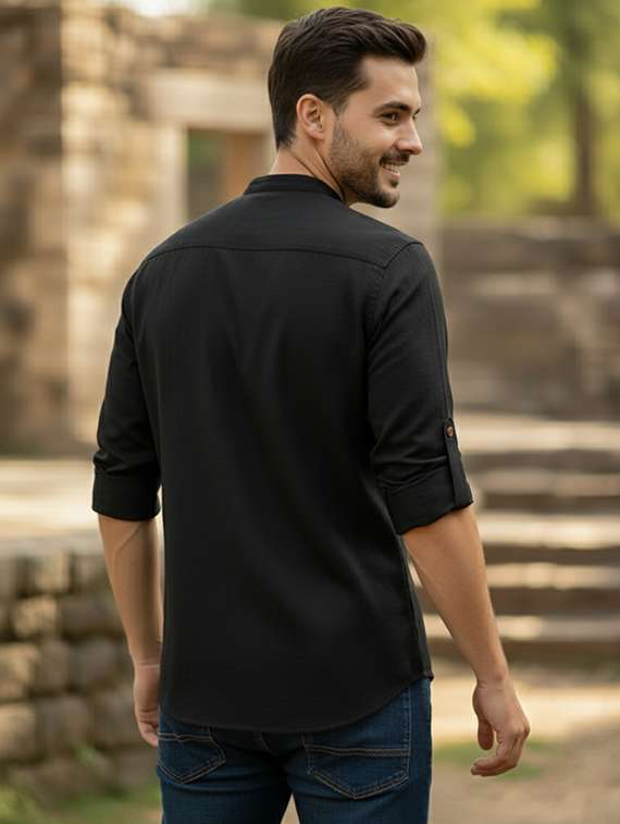 men solid mandarin neck short kurta - 22326337 -  Standard Image - 2