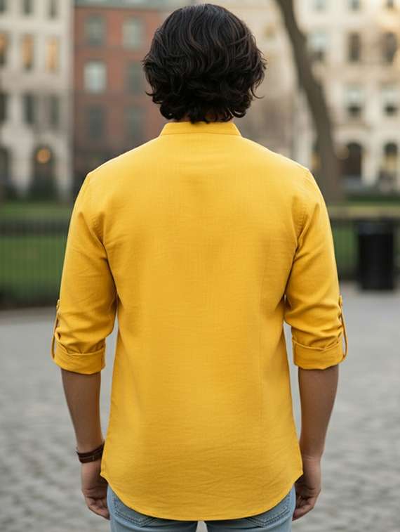 men solid mandarin neck short kurta - 22326339 -  Standard Image - 2