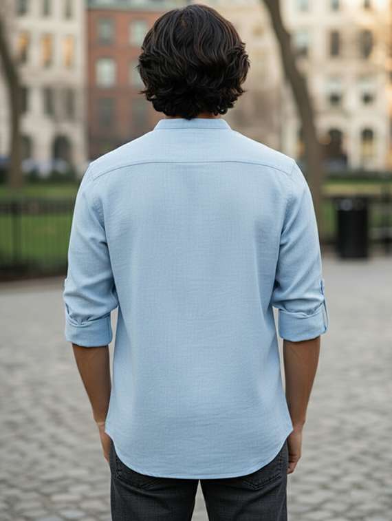 men solid mandarin neck short kurta - 22326342 -  Standard Image - 2