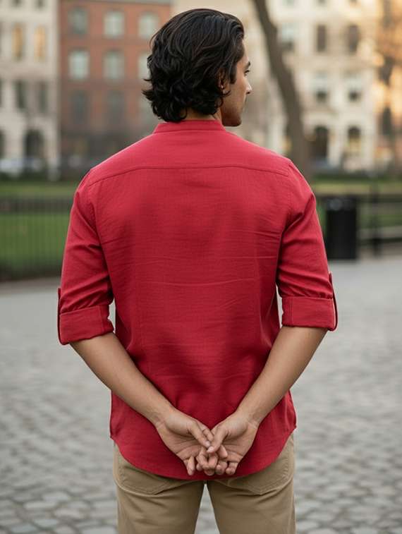 men solid mandarin neck short kurta - 22326344 -  Standard Image - 2