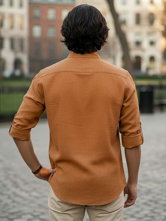 Men Solid Mandarin Neck Short Kurta - 22326356 -  Standard Image - 2