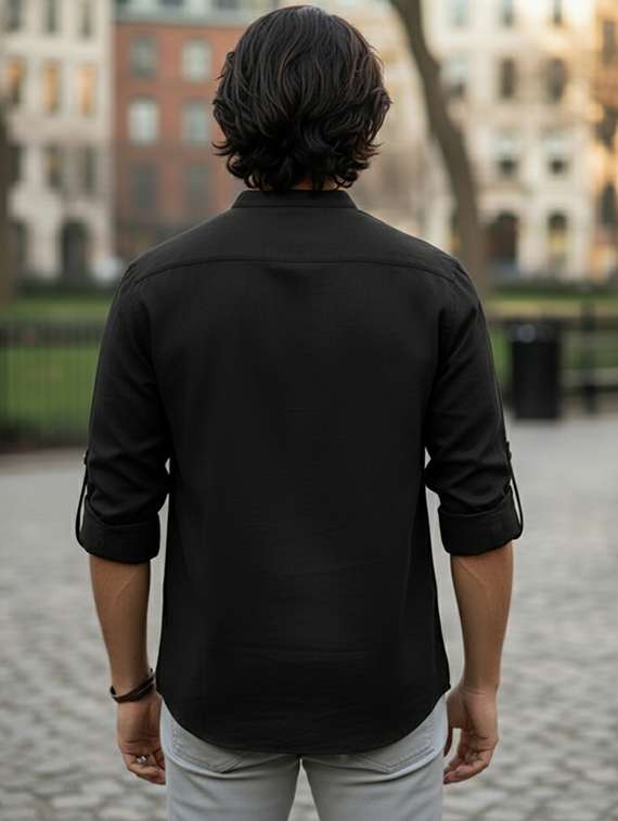 men solid mandarin neck short kurta - 22326357 -  Standard Image - 2