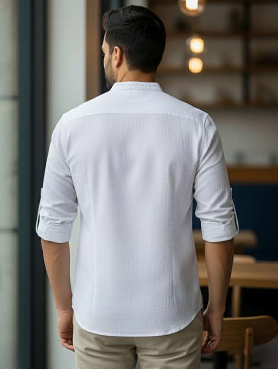 men solid mandarin neck short kurta - 22326360 -  Standard Image - 2