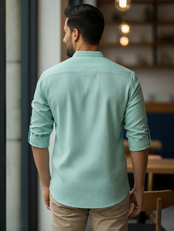 men solid mandarin neck short kurta - 22326364 -  Standard Image - 2