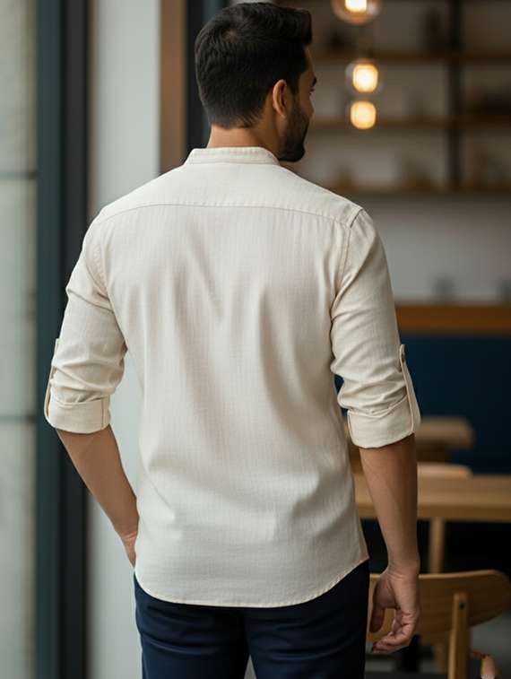 men solid mandarin neck short kurta - 22326378 -  Standard Image - 2