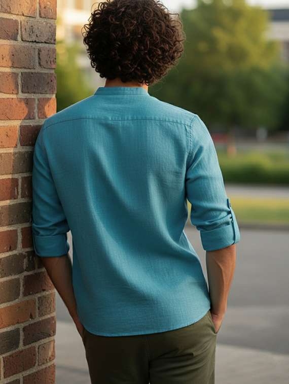 men solid mandarin neck short kurta - 22326381 -  Standard Image - 2