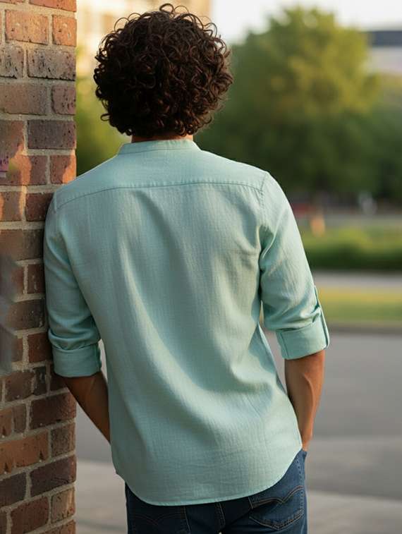 men solid mandarin neck short kurta - 22326384 -  Standard Image - 2