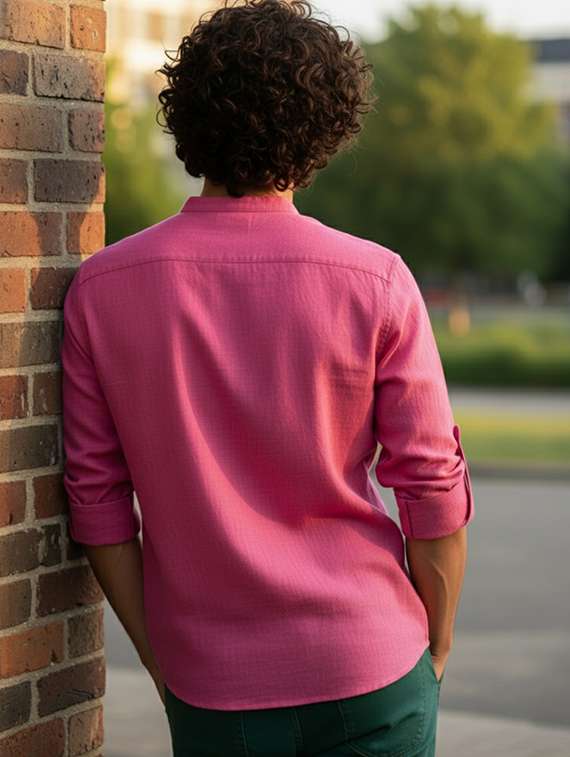 men solid mandarin neck short kurta - 22326385 -  Standard Image - 2