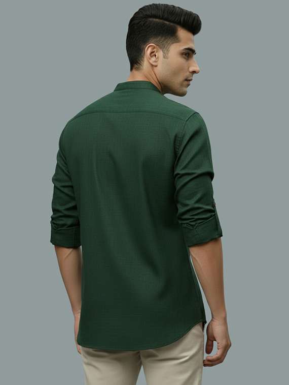 men solid mandarin neck short kurta - 22326459 -  Standard Image - 2