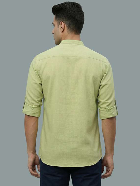 men solid mandarin neck short kurta - 22326470 -  Standard Image - 2