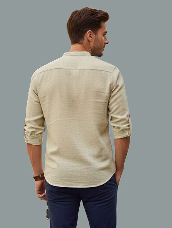 men solid mandarin neck short kurta - 22326482 -  Standard Image - 2