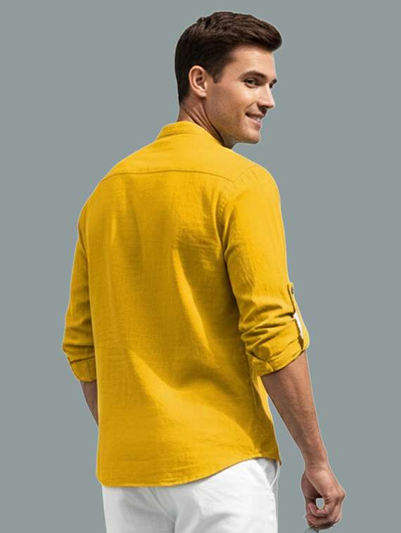 men solid mandarin neck short kurta - 22326488 -  Standard Image - 2