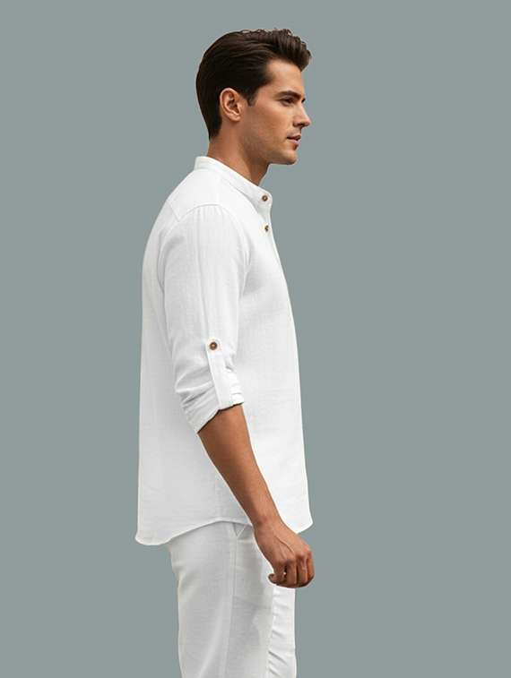 men solid mandarin neck short kurta - 22326490 -  Standard Image - 2