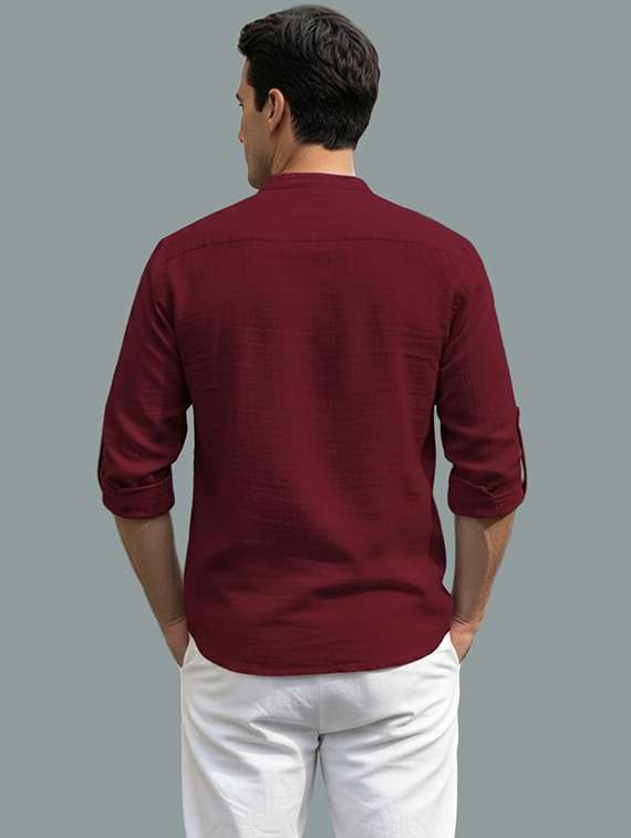 men solid mandarin neck short kurta - 22326491 -  Standard Image - 2