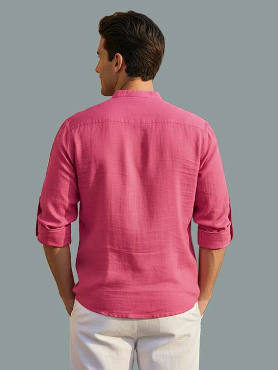 men solid mandarin neck short kurta - 22326496 -  Standard Image - 2