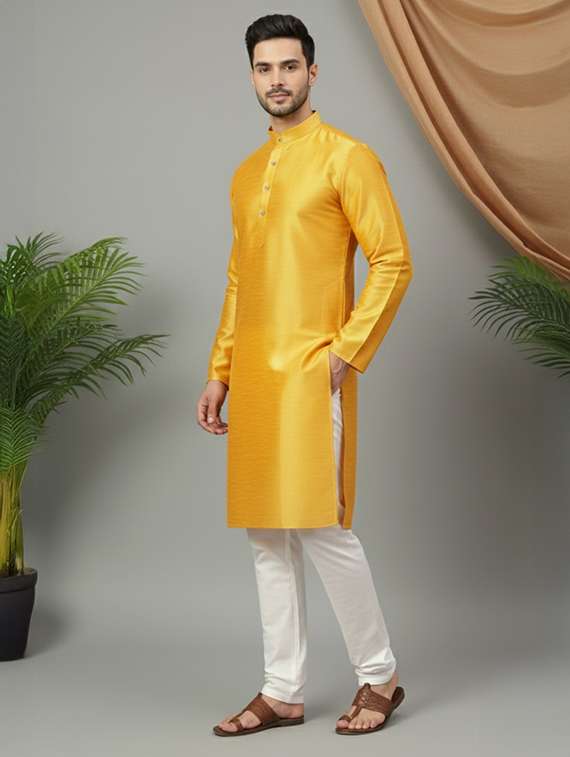 men self design mandarin neck long kurta - 22326517 -  Standard Image - 2