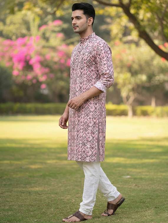 Men Printed Mandarin Neck Long Kurta - 22326533 -  Standard Image - 2