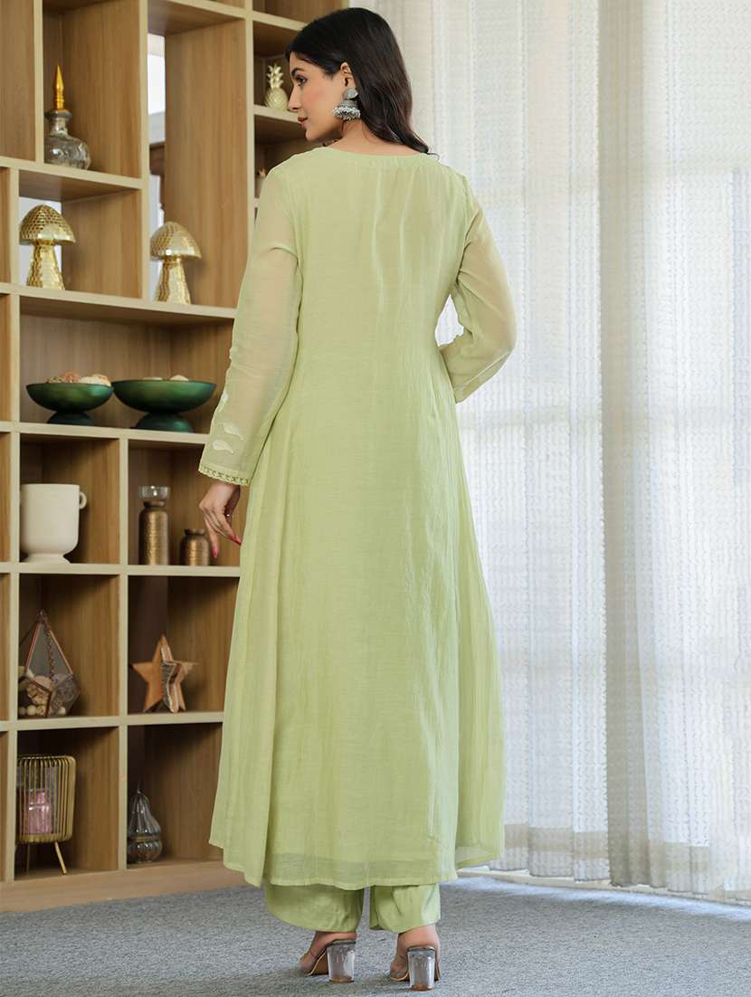 women solid with work long sleeve kurta pant with dupatta set - 22326573 -  Standard Image - 7