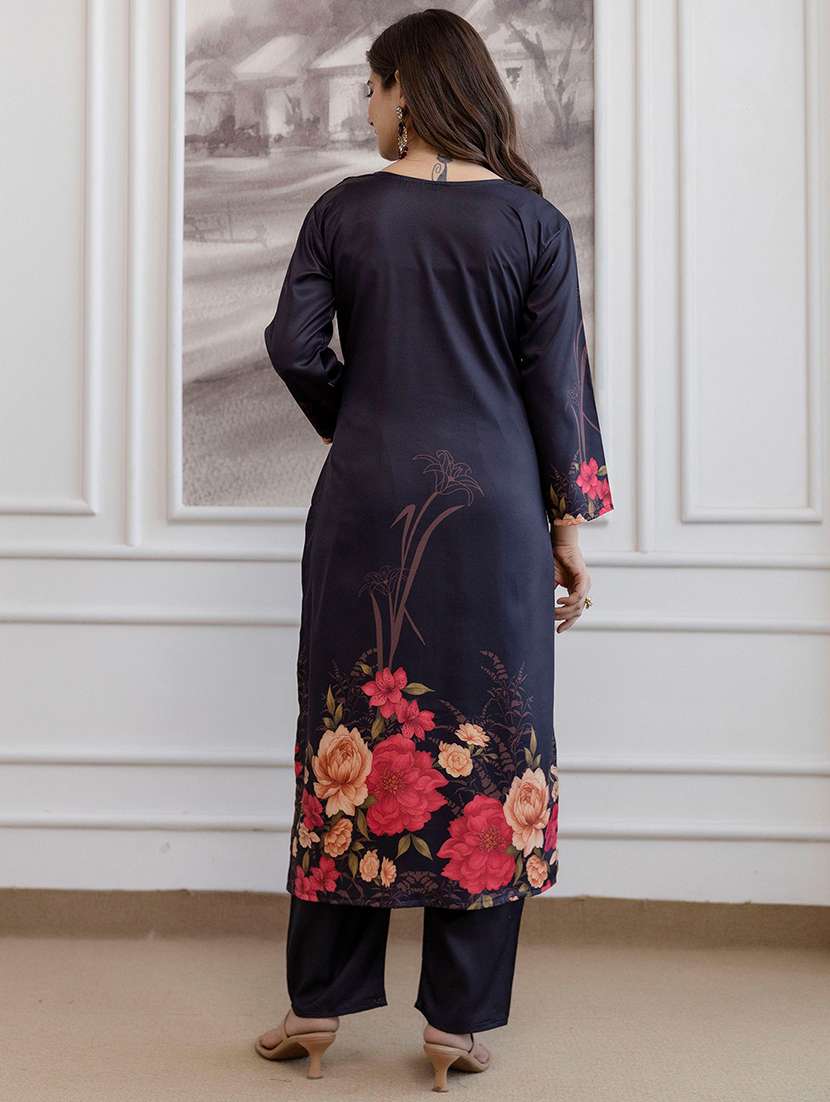 women floral three quarter sleeve kurta pant with dupatta set - 22326576 -  Standard Image - 7