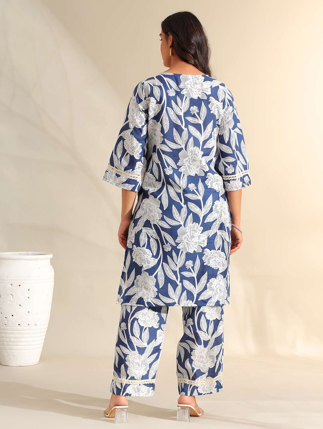 women floral three quarter sleeve ethnic co-ord set - 22326603 -  Standard Image - 2