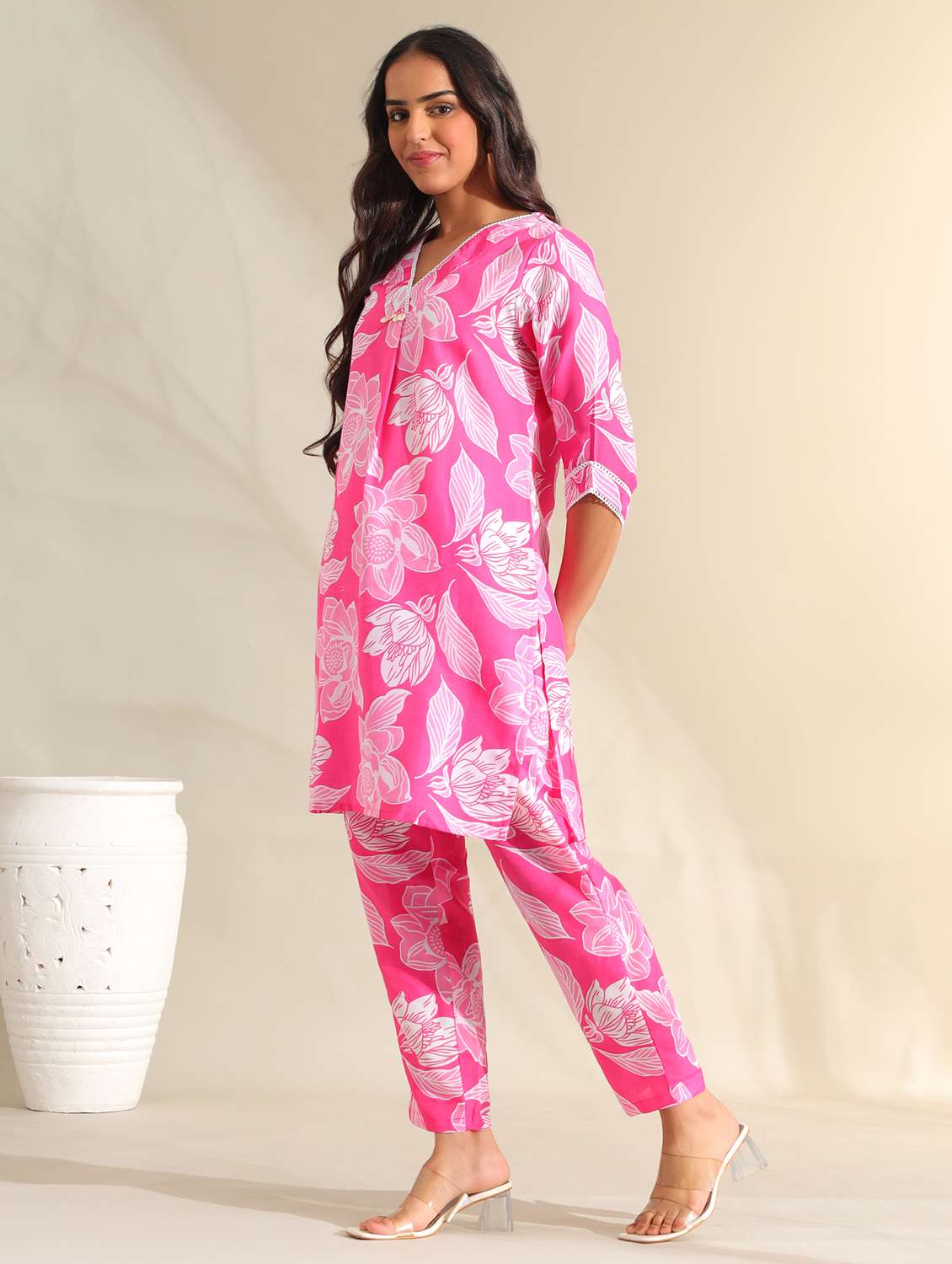 women floral three quarter sleeve ethnic co-ord set - 22326608 -  Standard Image - 2