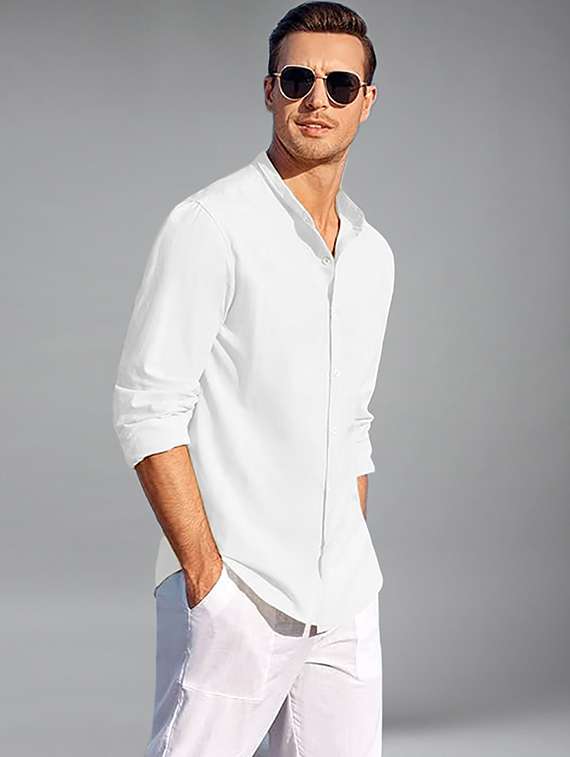 Men Solid Long Sleeve Regular Fit Casual Shirt - 22326787 -  Standard Image - 2