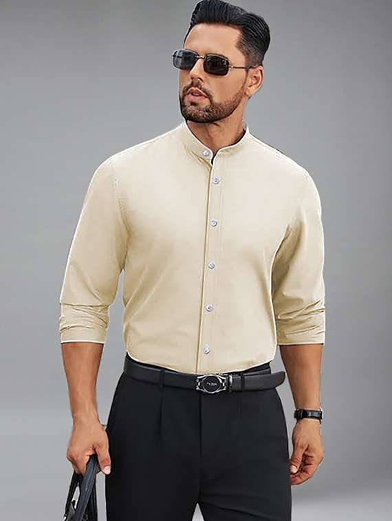 men solid long sleeve regular fit casual shirt