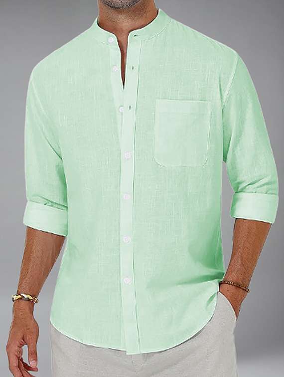 men solid long sleeve regular fit casual shirt