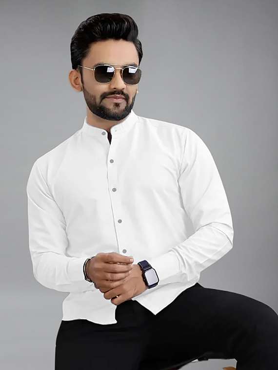 men solid long sleeve regular fit casual shirt