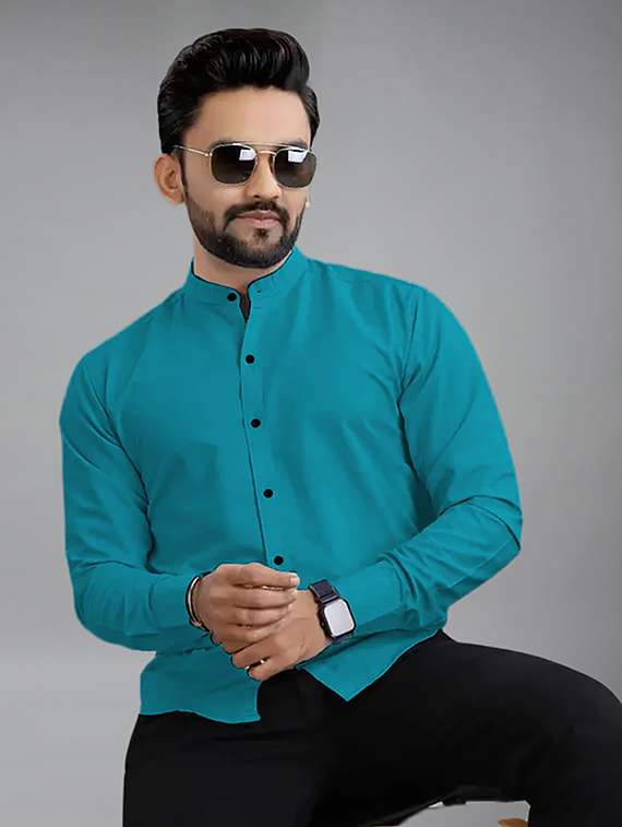 men solid long sleeve regular fit casual shirt