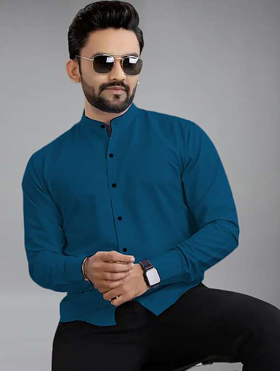 men solid long sleeve regular fit casual shirt
