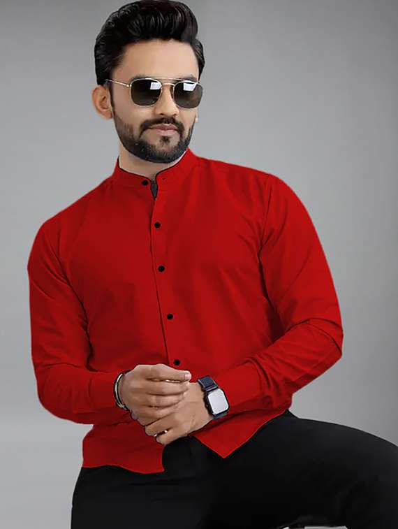 men solid long sleeve regular fit casual shirt