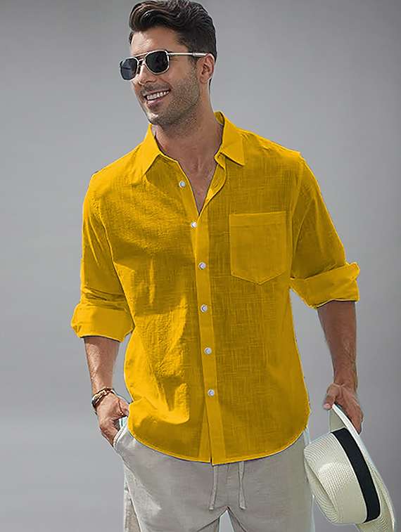 men solid long sleeve regular fit casual shirt