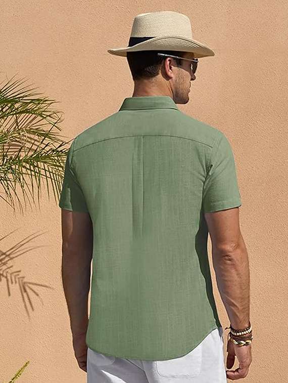 men solid short sleeve regular fit casual shirt - 22326891 -  Standard Image - 2