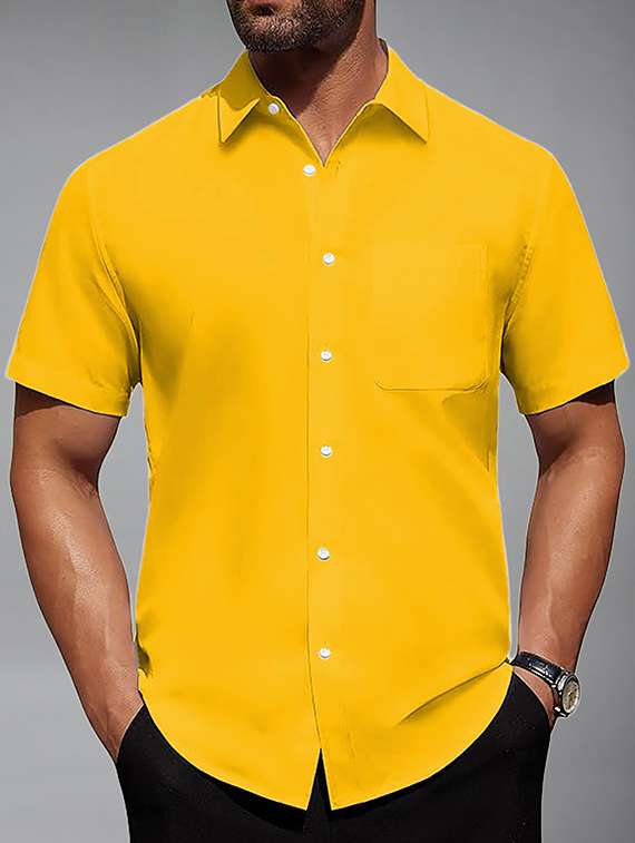 men solid short sleeve regular fit casual shirt - 22326898 -  Standard Image - 2