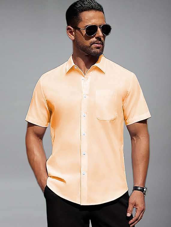 men solid short sleeve regular fit casual shirt - 22326907 -  Standard Image - 2