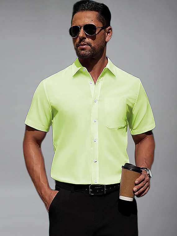 men solid short sleeve regular fit casual shirt