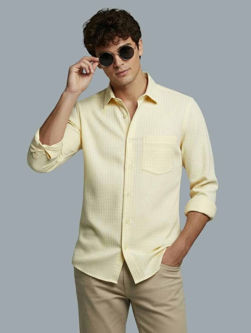 men striped long sleeve regular fit casual shirt