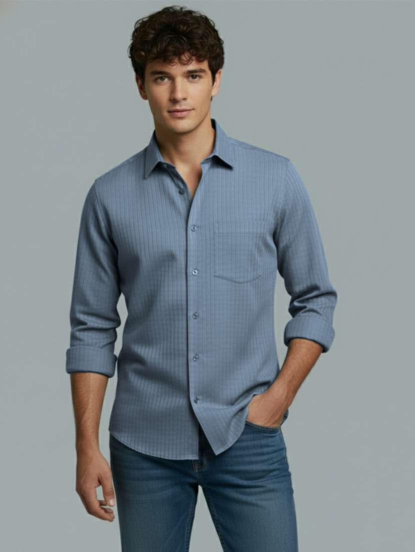 Men Striped Long Sleeve Regular Fit Casual Shirt - 22326960 -  Standard Image - 2