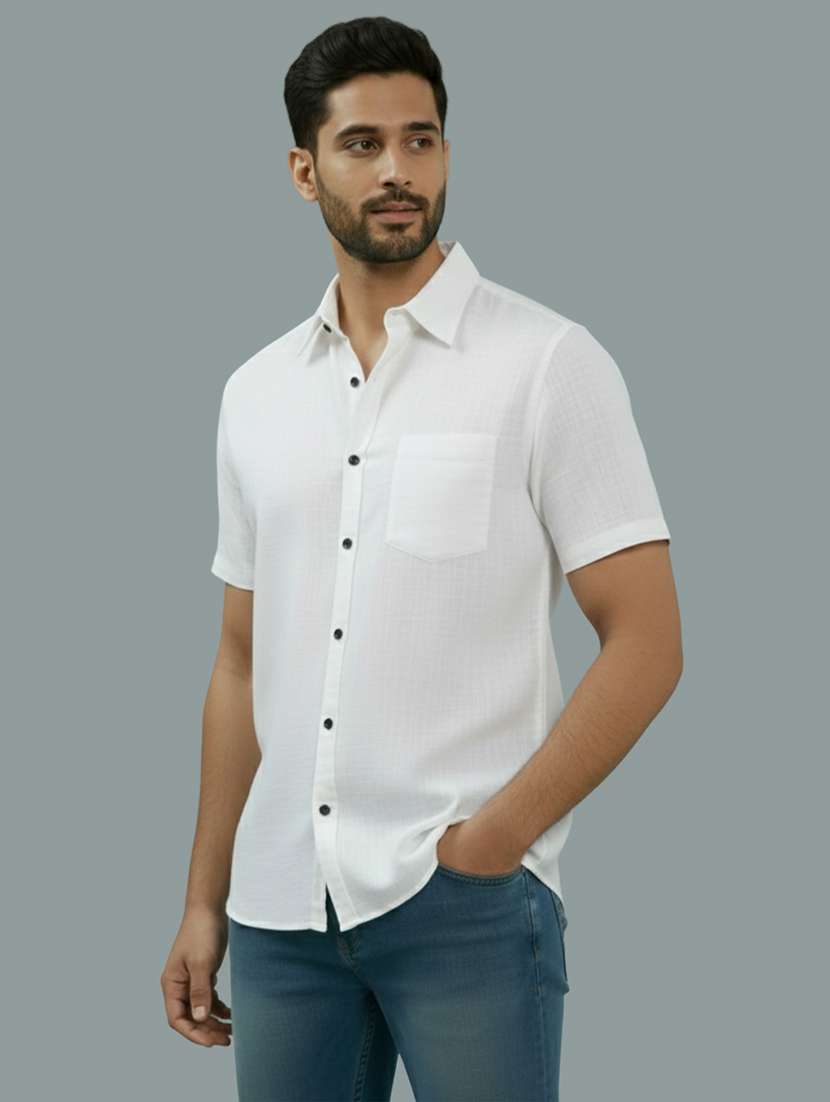 men solid short sleeve regular fit casual shirt - 22326983 -  Standard Image - 2