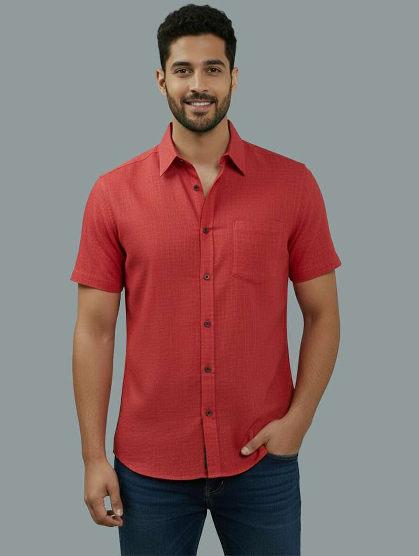 men solid short sleeve regular fit casual shirt