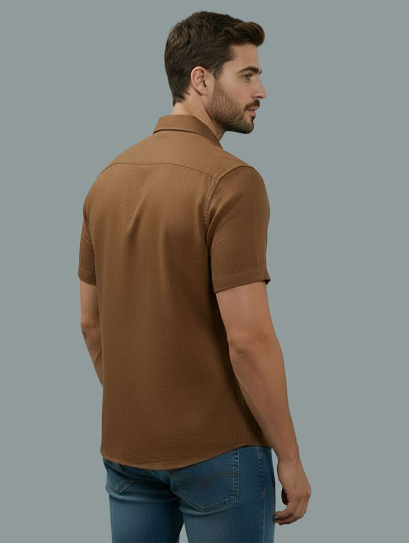 men solid short sleeve regular fit casual shirt - 22327019 -  Standard Image - 2