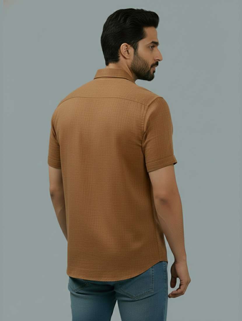men solid short sleeve regular fit casual shirt - 22327039 -  Standard Image - 2