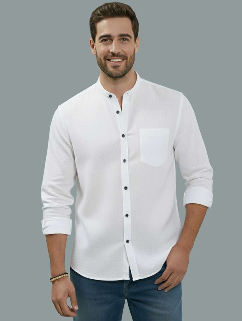 men solid long sleeve regular fit casual shirt