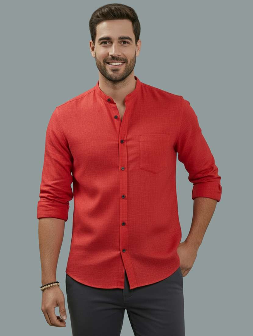 men solid long sleeve regular fit casual shirt