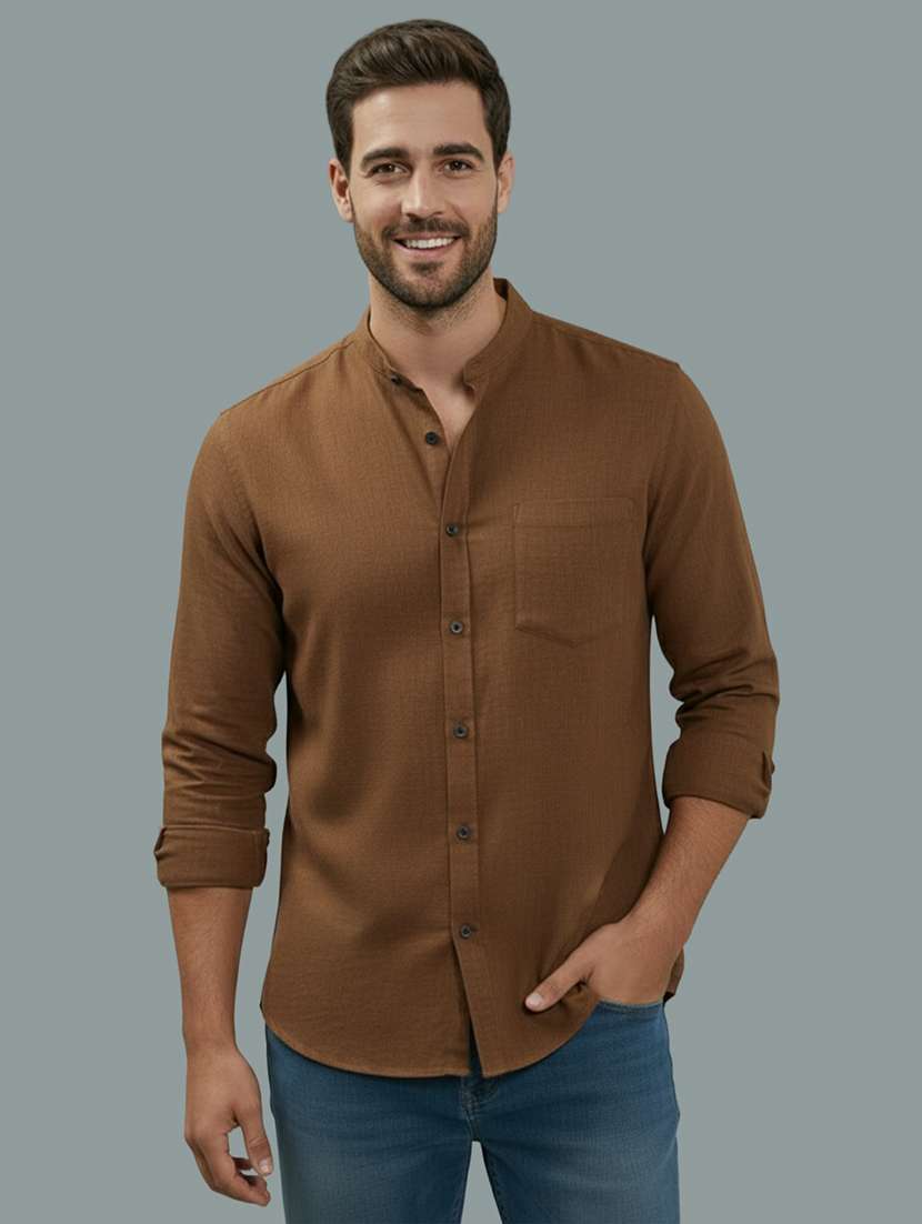 men solid long sleeve regular fit casual shirt