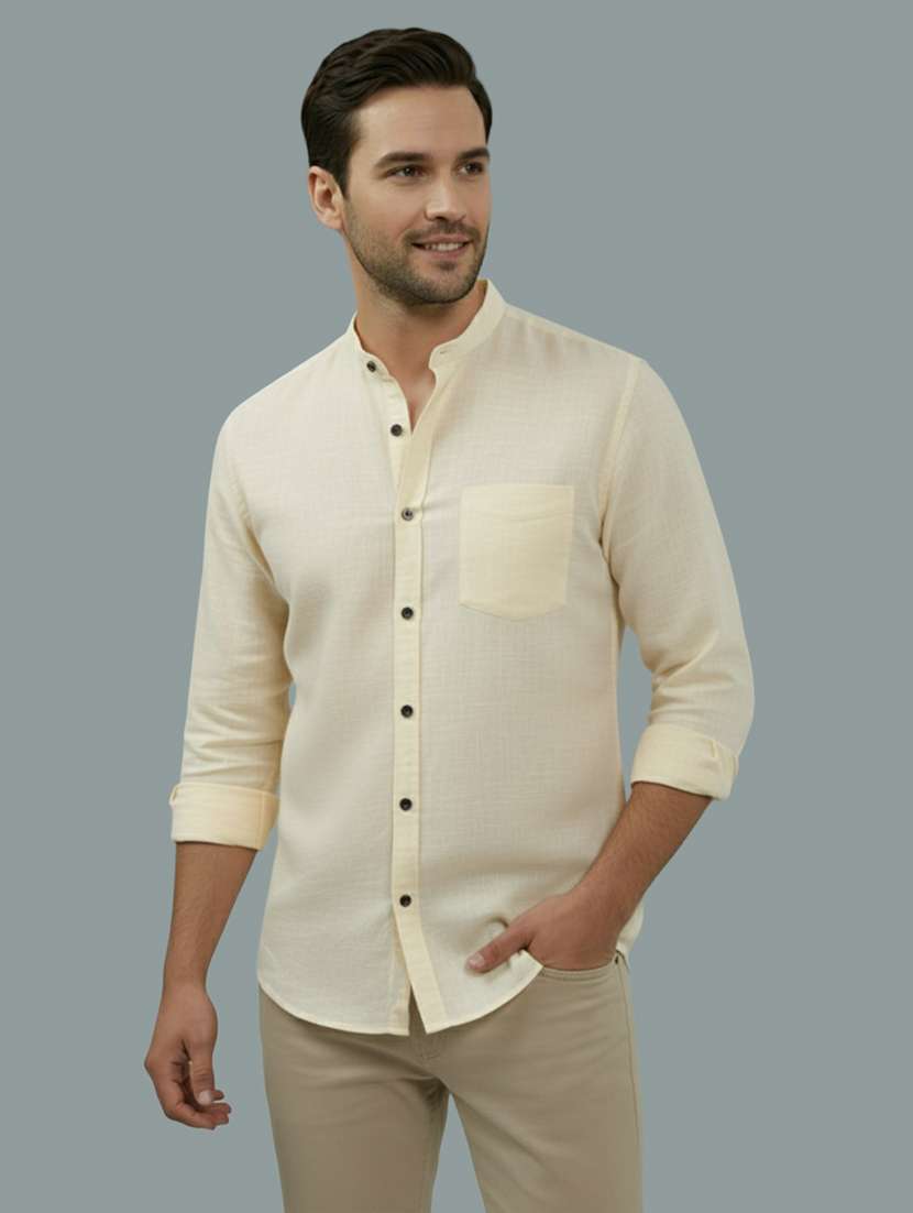 men solid long sleeve regular fit casual shirt