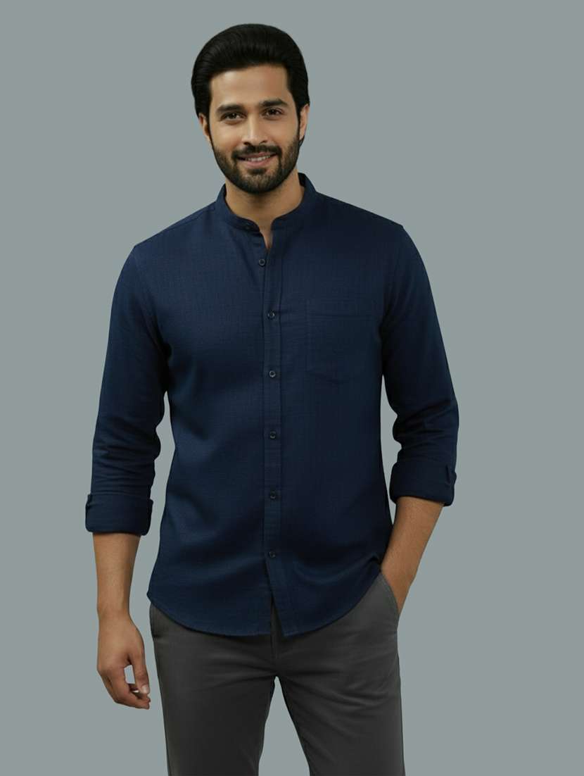 men solid long sleeve regular fit casual shirt