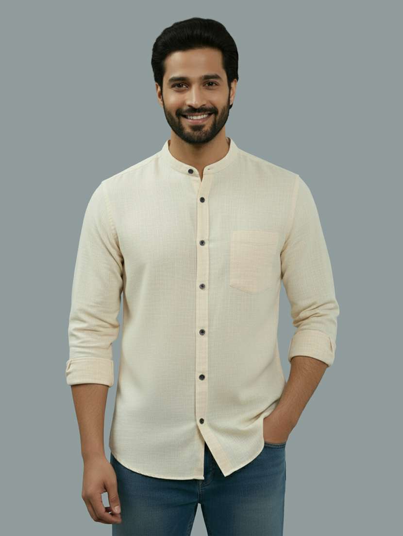 men solid long sleeve regular fit casual shirt